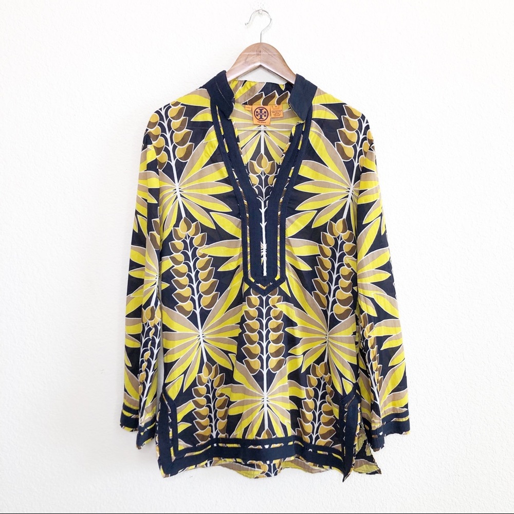 Tory Burch Palm Leaf Printed Tunic Beach Cover Up